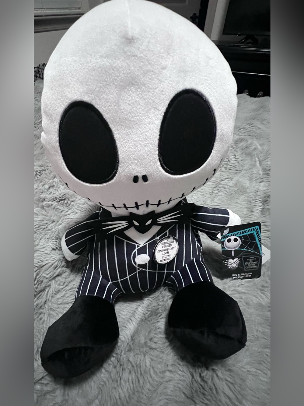 Nightmare Before Christmas Jack Skellington weighted plush 13” long NWT